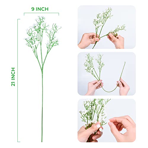 18 Pcs Synthetic Child's Breath Flowers - Actual Contact Gypsophila for Wedding ceremony, Celebration, and House Backyard Decor in White